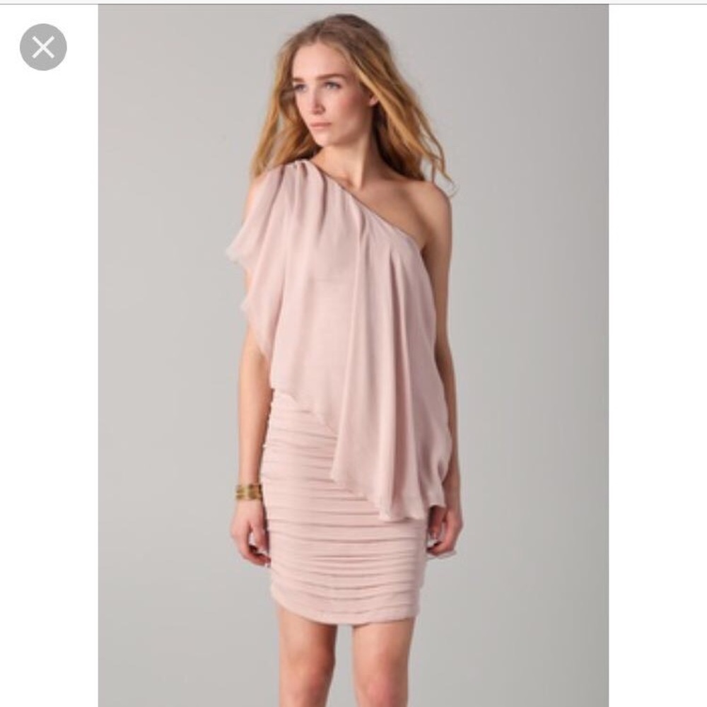 Alice and Olivia light pink one shoulder dress 0